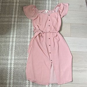 MONTEAU polka dot pink and white dress